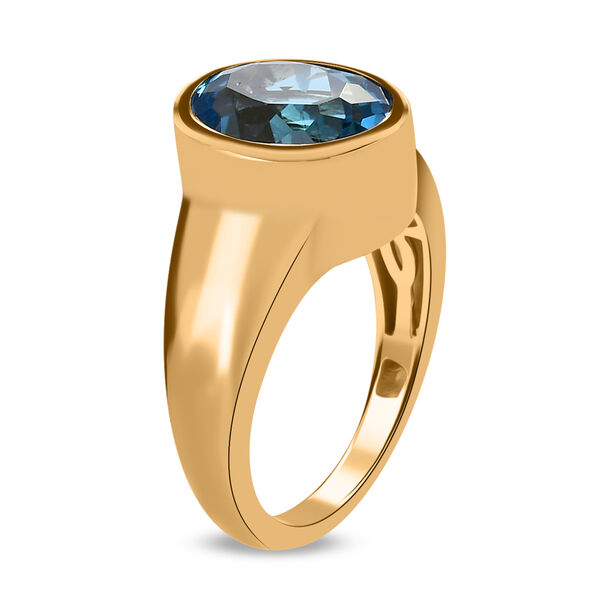 Schweizer Blautopas Solitär Ring 925 Silber 585 Vergoldet image number 5