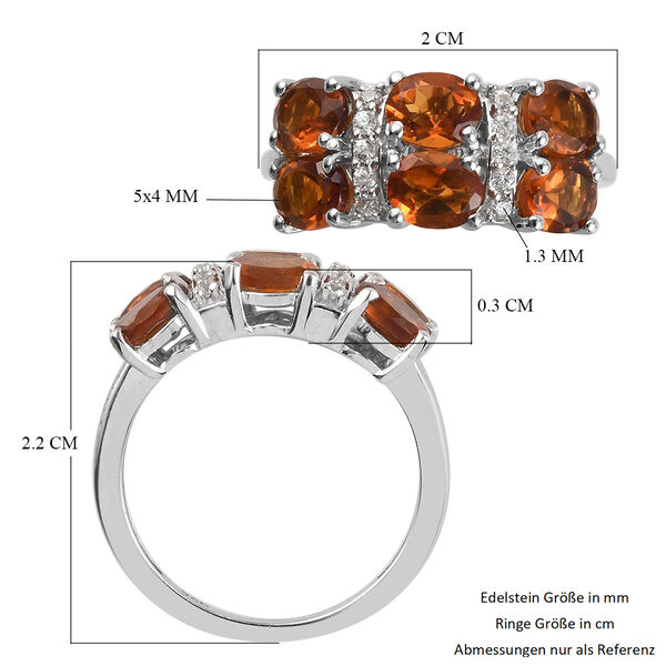 Madira Citrin und Zirkon Ring 925 Silber Platin-&Uuml;berzug image number 6