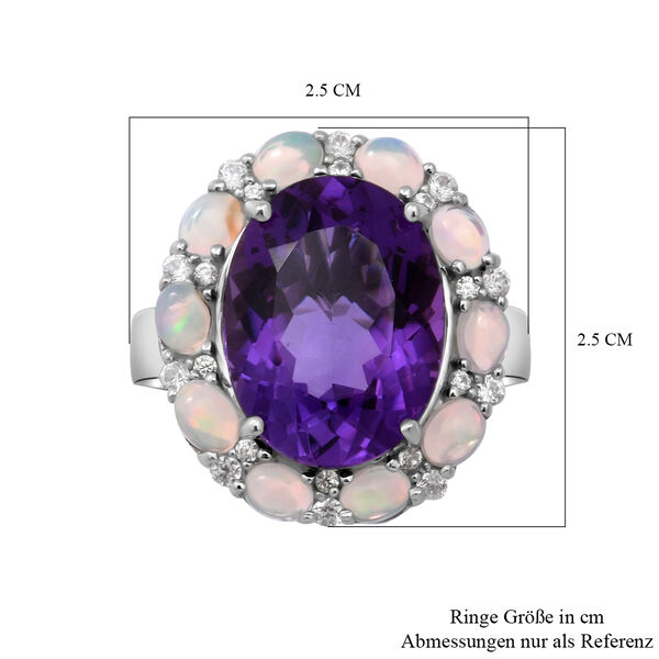 Lusaka Amethyst und natürlicher, äthiopischer Opal-Ring, 925 Silber platiniert  ca. 9,37 ct image number 5