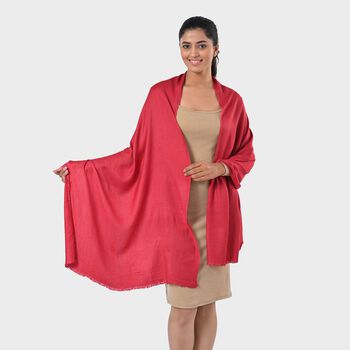 Reiner Viskose-Schal mit Fransen, 70x195cm, Fuchsia