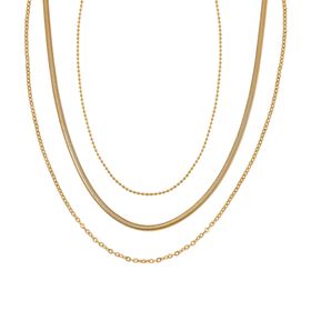 3er-Set - Kugelkette 40 cm, Gliederkette 45 cm und Ankerkette 55 cm, Goldton