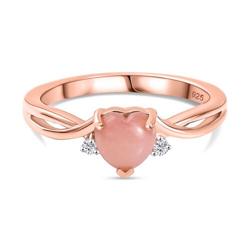 Herzklang - D joy AA Vinicunca-Peruanischer Opal, Weißer Zirkon Ring 925 Silber 750 rosévergoldet (Größe 17.00) ca. 0,82 ct image number 0