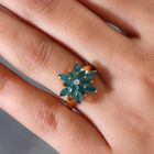 Grandidierit und Zirkon Blumen-Ring, 925 Silber vergoldet  ca. 1,77 ct image number 2