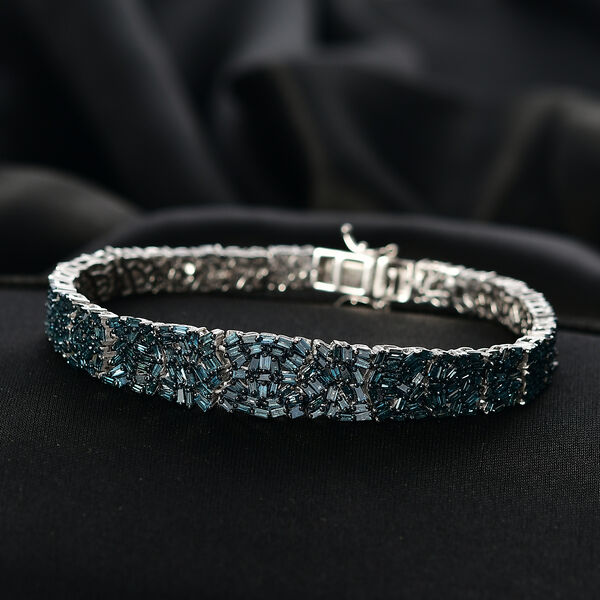 D'Joy Blauer Diamant Armband ca. 19 cm 925 Silber rhodiniert ca. 5.00 ct image number 2