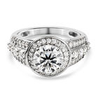 88 Facetten Moissanit-Ring, 925 Silber platiniert  ca. 1,90 ct image number 0