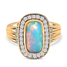 Natürlicher, äthiopischer Welo Opal und Zirkon-Ring - 2,10 ct.