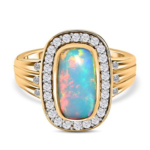 Natürlicher, äthiopischer Welo Opal und Zirkon-Ring - 2,10 ct. image number 0