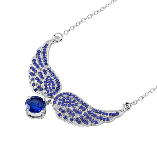 Tansanit-Farbe Zirkonia und Kristall Halskette, 52+5cm image number 3