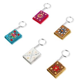 Set aus 5 Perlen-Schlüsselanhängern, florales Design, mehrfarbig