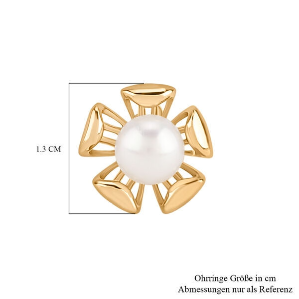 2er Set - Weiße Süßwasser Perle Ohrringe, Nickelfreies Messing, Goldfarben, Silberfarben image number 5