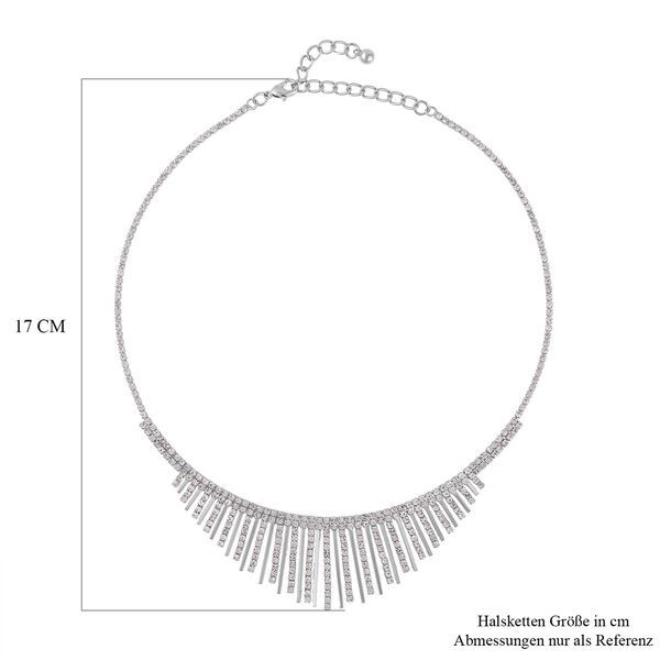 Weißer Kristall Halskette, ca. 40.5 cm, silberfarben image number 4