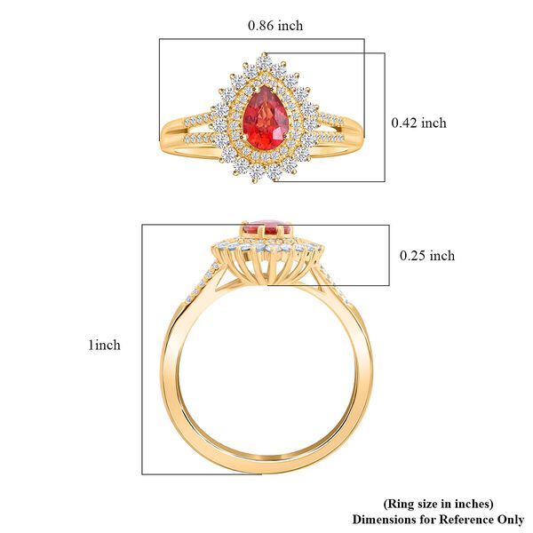 LUXORO AGI zertifiziert und gepr&uuml;ft AAA roter Saphir und Diamant Ring in 585 Gelbgold - 1,35 ct. image number 4