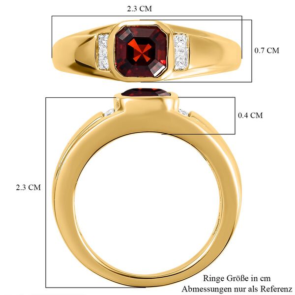 Kirsch-Citrin und weißer-Zirkon Ring, 925 Silber Gelbgold Vermeil (Größe 21.00) ca. 1.01 ct image number 7