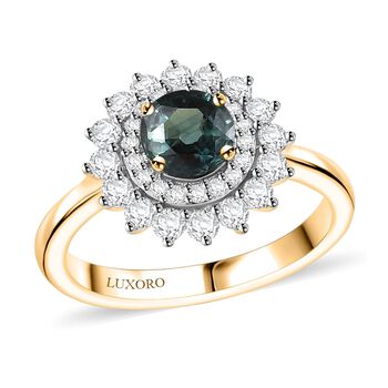 AAA Australischer-Saphir, Wei&szlig;er Diamant Ring 585 Gold (Gr&ouml;&szlig;e 18.00) ca. 1,82 ct