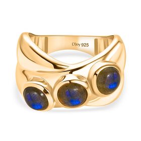 D'Joy AAA Labradorit Ring 925 Silber 750 Gelb Vergoldet (Größe 17.00) ca. 2,81 ct