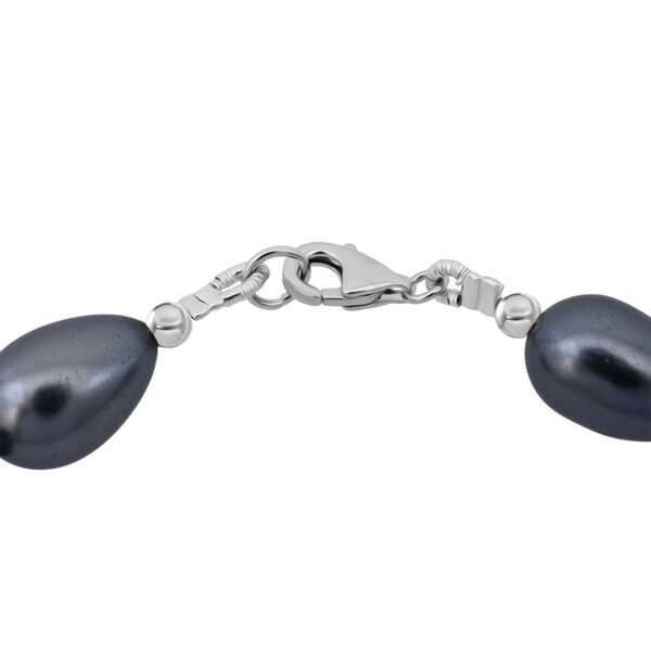 Schwarze-Blaue Muschelkernperle Halskette ca. 45 cm,, 925 Silber image number 4