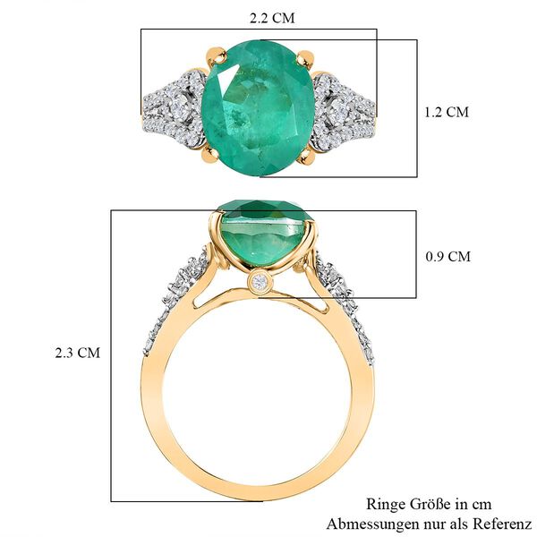 Smaragd Triplett Quarz und Zirkon Ring- 6,96 ct. image number 7