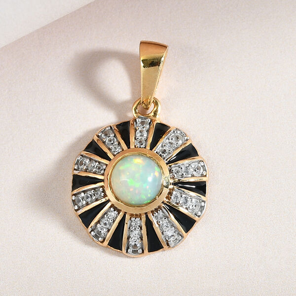 Nat&uuml;rlicher, &auml;thiopischer Opal und Zirkon emaillierter Anh&auml;nger in Silber image number 3