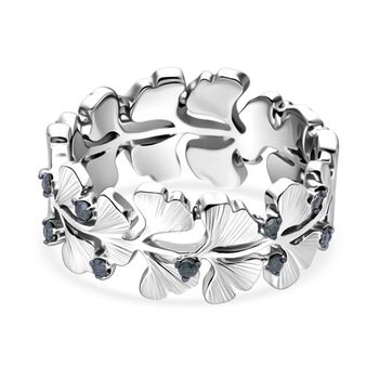 GP - Gr&uuml;ner Diamant, Kanchanaburi Blauer Saphir Ring 925 Silber Rhodiniert (Gr&ouml;&szlig;e 18.00) ca. 0.15 ct