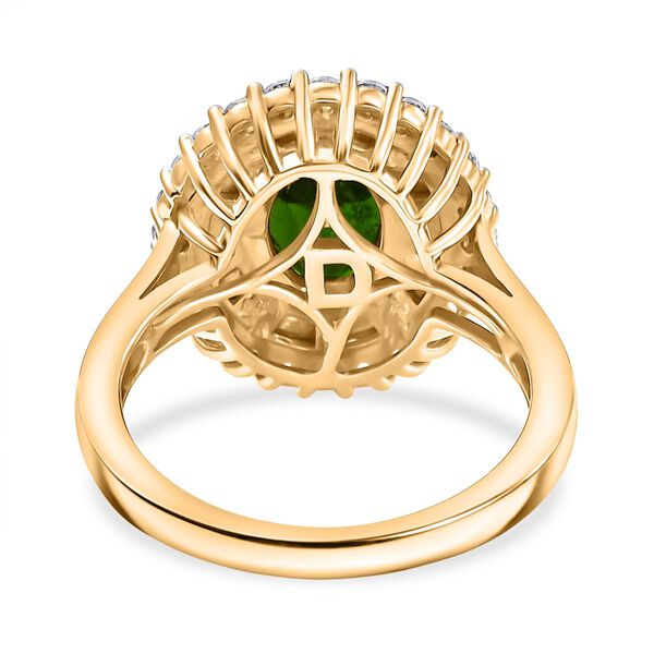 D'Joy Nat&uuml;rlicher Chromdiopsid, Wei&szlig;er Zirkon Ring 925 Silber 750 Gelbgold Vermeil (Gr&ouml;&szlig;e 19.00) ca. 2,11 ct image number 5