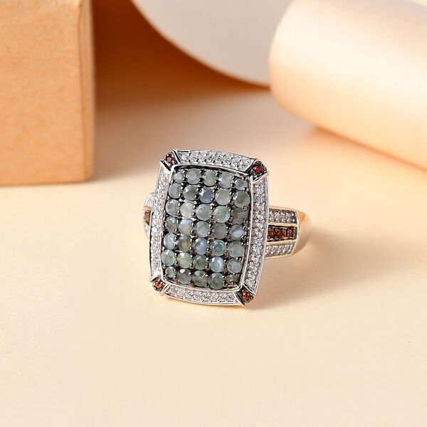 AA Alexandrit, wei&szlig;er und Kaffee Zirkon Ring - 1,97 ct. image number 2