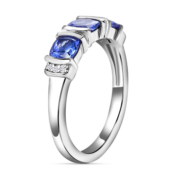 AA Tansanit und wei&szlig;er Zirkon-Ring, 925 Silber platiniert  ca. 0,97 ct image number 5