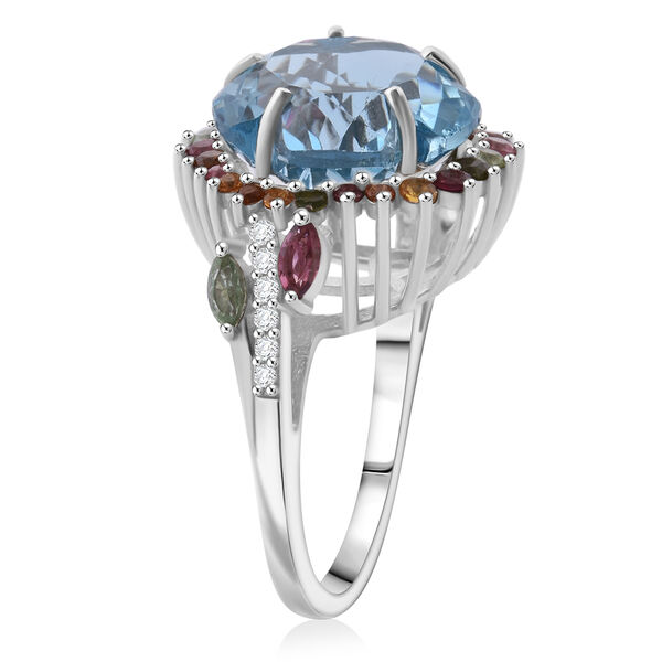 AA Blau Topas, Multi-Turmalin und Zirkon Ring - 14,15 ct. image number 4