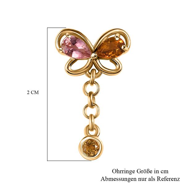 D joy Mehrfarbige-Turmalin Ohrringe, 925 Silber 750 Gelb Vergoldet ca. 0,96 ct. image number 6