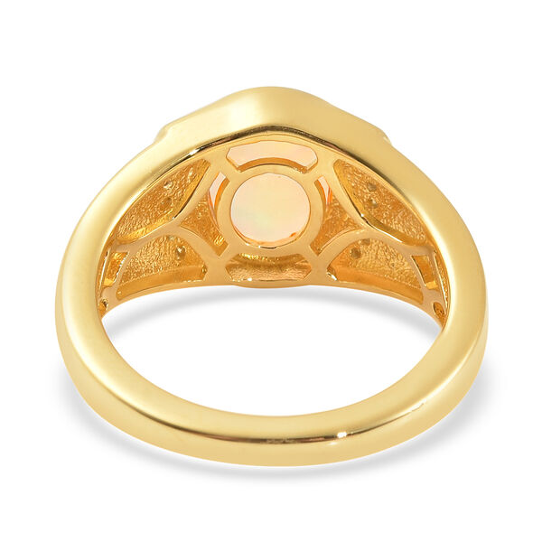 Nat&uuml;rlicher &Auml;thiopischer Opal und Zirkon Ring 925 Silber Gelbgold Vermeil image number 5
