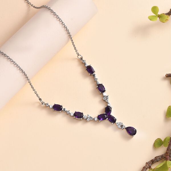 Afrikanischer Amethyst Halskette ca. 45 cm Edelstahl ca. 4.49 ct image number 2