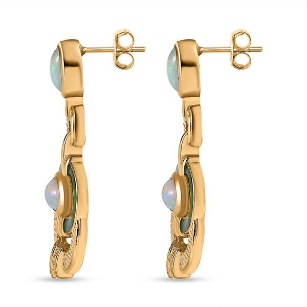 AA Natürlicher, äthiopischer Welo Opal Ohrringe 925 Silber 750 Gelbgold Vermeil ca. 1,01 ct. image number 5