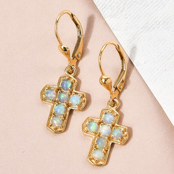 Nat&uuml;rliche, &auml;thiopische Opal-Ohrringe, 925 Silber vergoldet ca. 0,88 ct image number 2