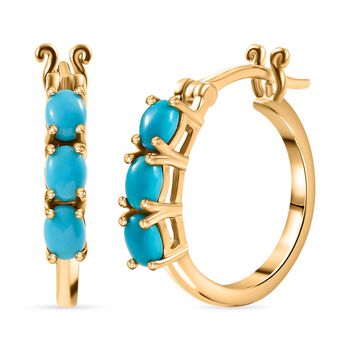 AA Amerikanische nat&uuml;rliche Sleeping Beauty T&uuml;rkis Ohrringe, 925 Silber 750 Gelbgold Vermeil ca. 1.12 ct