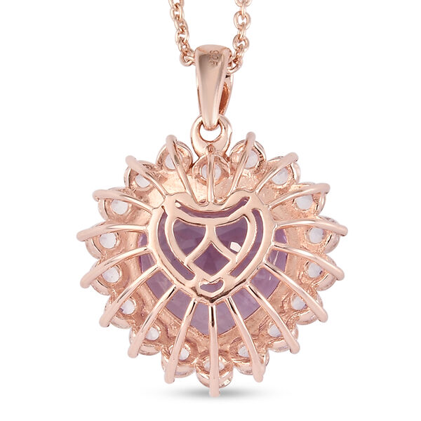 Rose De France Amethyst und wei&szlig;er Topas Anh&auml;nger mit Silberkette, 50 cm, 925 Silber Ros&eacute;gold Vermeil ca. 15,23 ct image number 5
