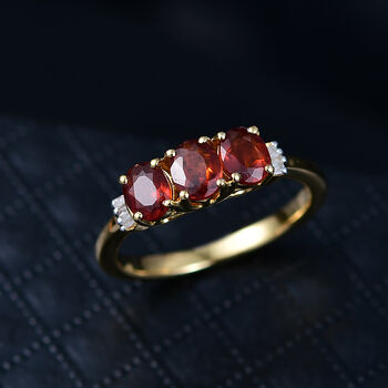 D'Joy AAA Hessonit Granat und wei&szlig;er Diamant Ring - 1,30 ct.