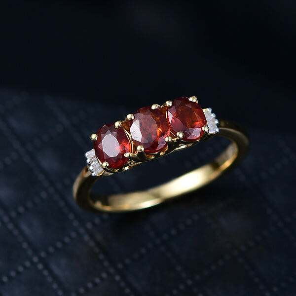 D'Joy AAA Hessonit Granat und wei&szlig;er Diamant Ring - 1,30 ct. image number 2