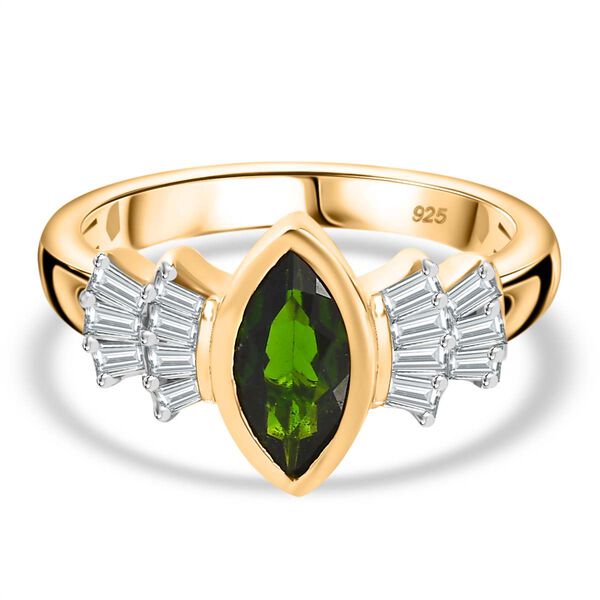 Nat&uuml;rlicher Chromdiopsid und Zirkon-Ballerina-Ring - 1,61 ct.