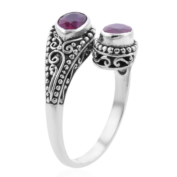 Royal Bali Kollektion - Fissure gefüllt Rubin Bypass Ring 925 Silber image number 4