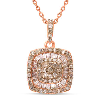 Nat&uuml;rlicher Champagner Diamant-Anh&auml;nger mit 50cm Kette - 0,50 ct.