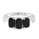 Schwarzer Turmalin 3 Stein Ring 925 Silber (Größe 16.00) ca. 1,61 ct