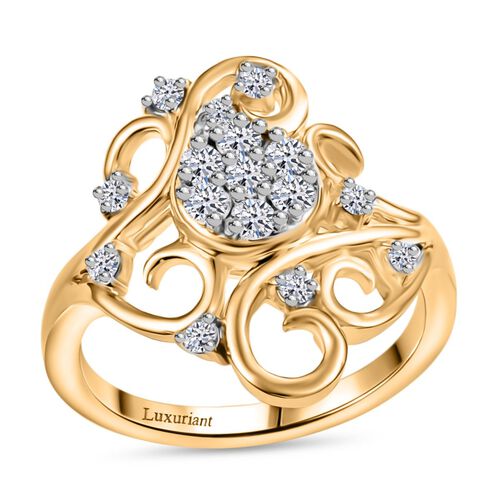 LUXURIANT DIAMOND - Lab Grown Diamant SI Ring 925 Silber 750 Gelbgold Vermeil (Größe 17.00) ca. 0.50 ct image number 3