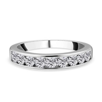 Moissanit-Ring, 925 Silber Platin (Gr&ouml;&szlig;e 16.00) ca. 0,84 ct