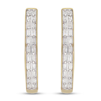 Diamant Creolen, 925 Silber Gelbgold Vermeil ca. 0,50 ct