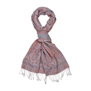 Schal mit Paisley-Muster und Fransen, 70x180cm, Terrakotta