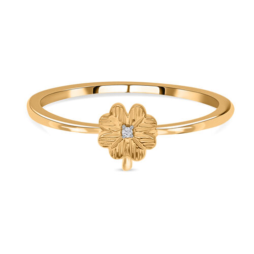 Handgearbeiteter Kleeblatt-Ring in Silber mit Gelbgold Vermeil image number 0