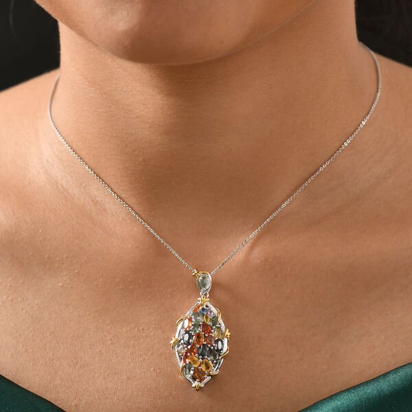 Multi Saphir Anh&auml;nger mit 50cm Kette - 6,71 ct. image number 3