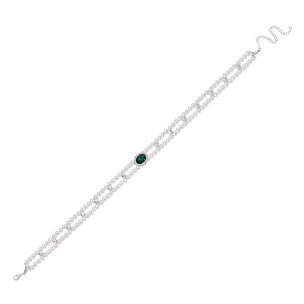 2er Set - Neongr&uuml;ne Kristall Halskette image number 2