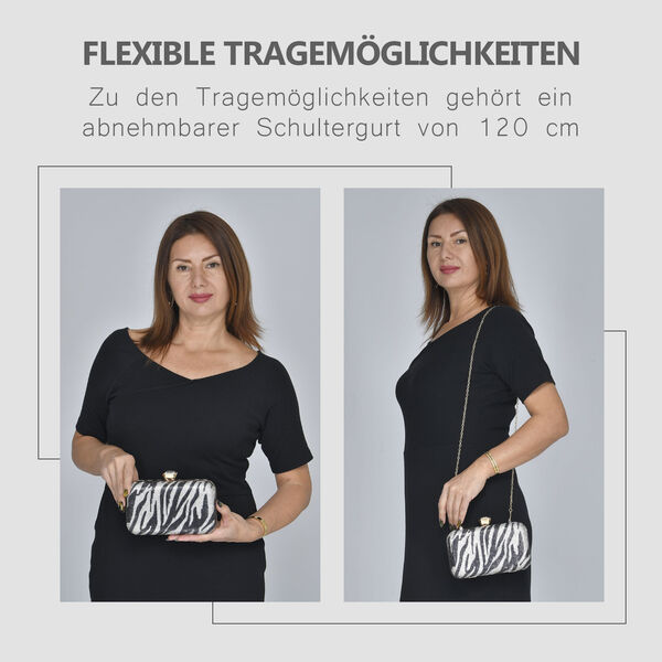 Moderne Clutch verziert mit facettierten Kristallen, 20x4x2cm, Zebra image number 6