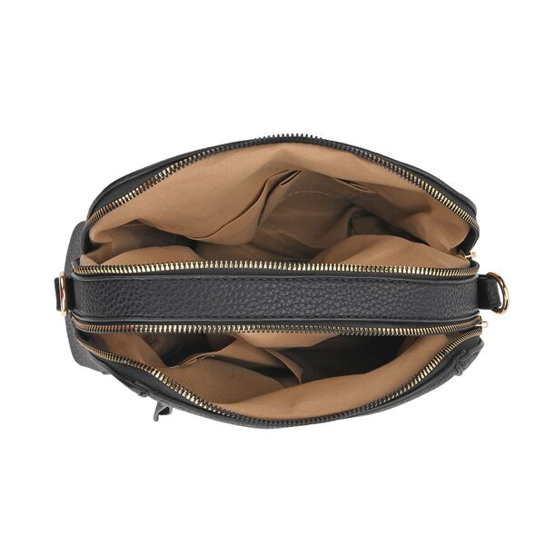 Crossbody-Tasche mit mehreren Reißverschlussfächern und abnehmbarem Gurt, 25x9x18cm, Schwarz image number 5