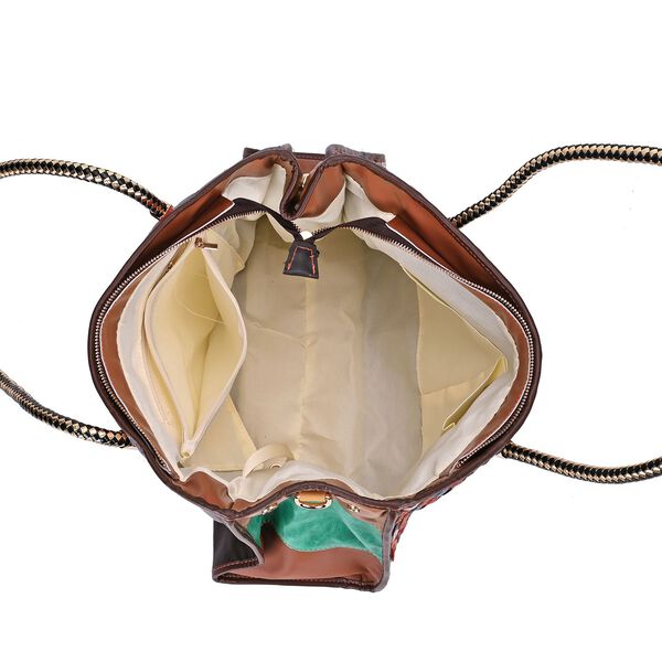 Chaos by Elsie - Echtleder Handtasche mit RFID-Schutz, Gewebtes Muster in Multicolor, 43x15x29 cm image number 5